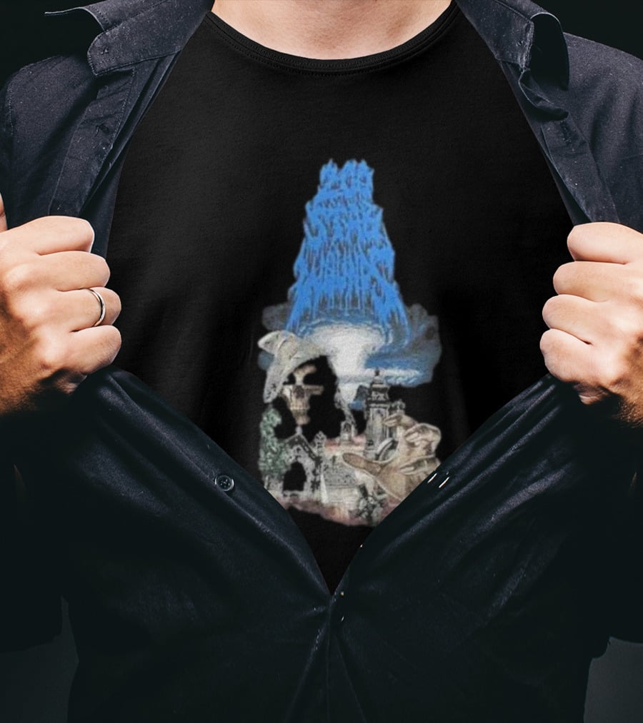 Down Right Merch 200 Stab Wounds Grim Reaper Skull Lighthouse Scene T-Shirt