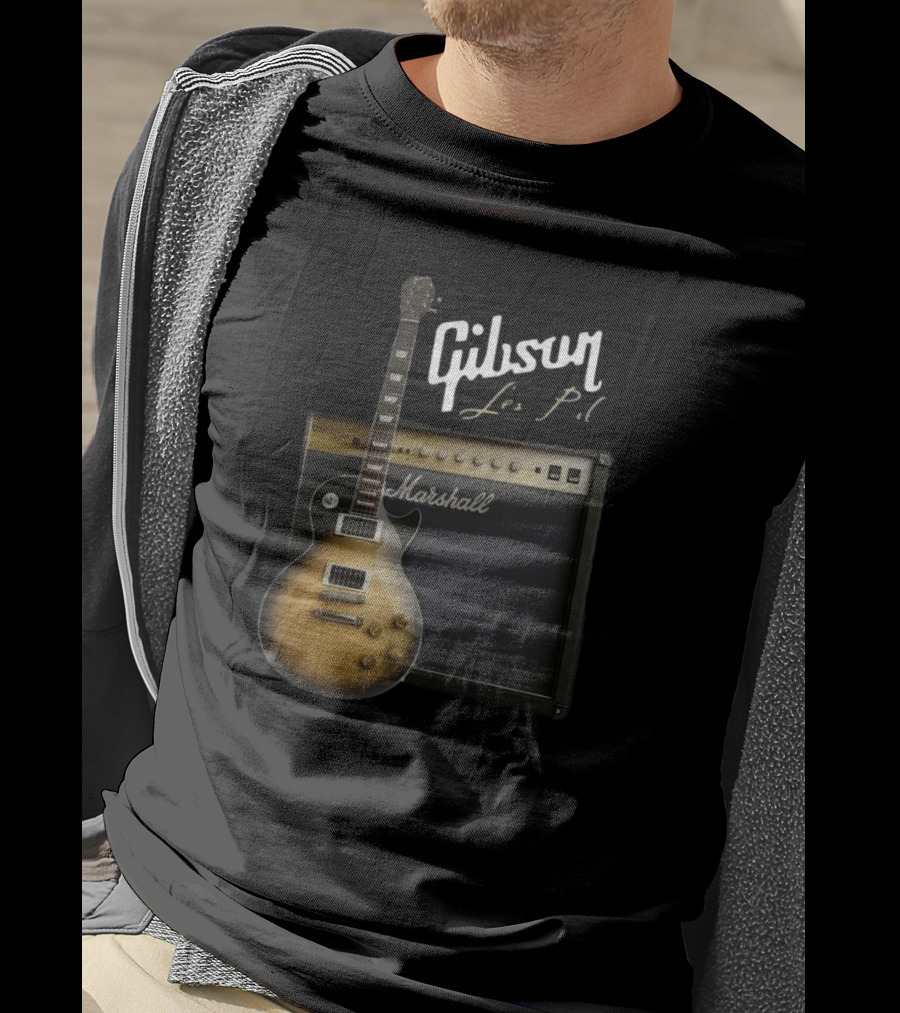 Gibson Les Paul Guitar With Marshall Amplifier T-Shirt
