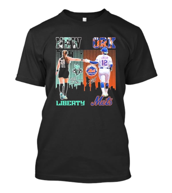 New York Liberty Ionescu Mets Francisco Lindor Signatures T-Shirt