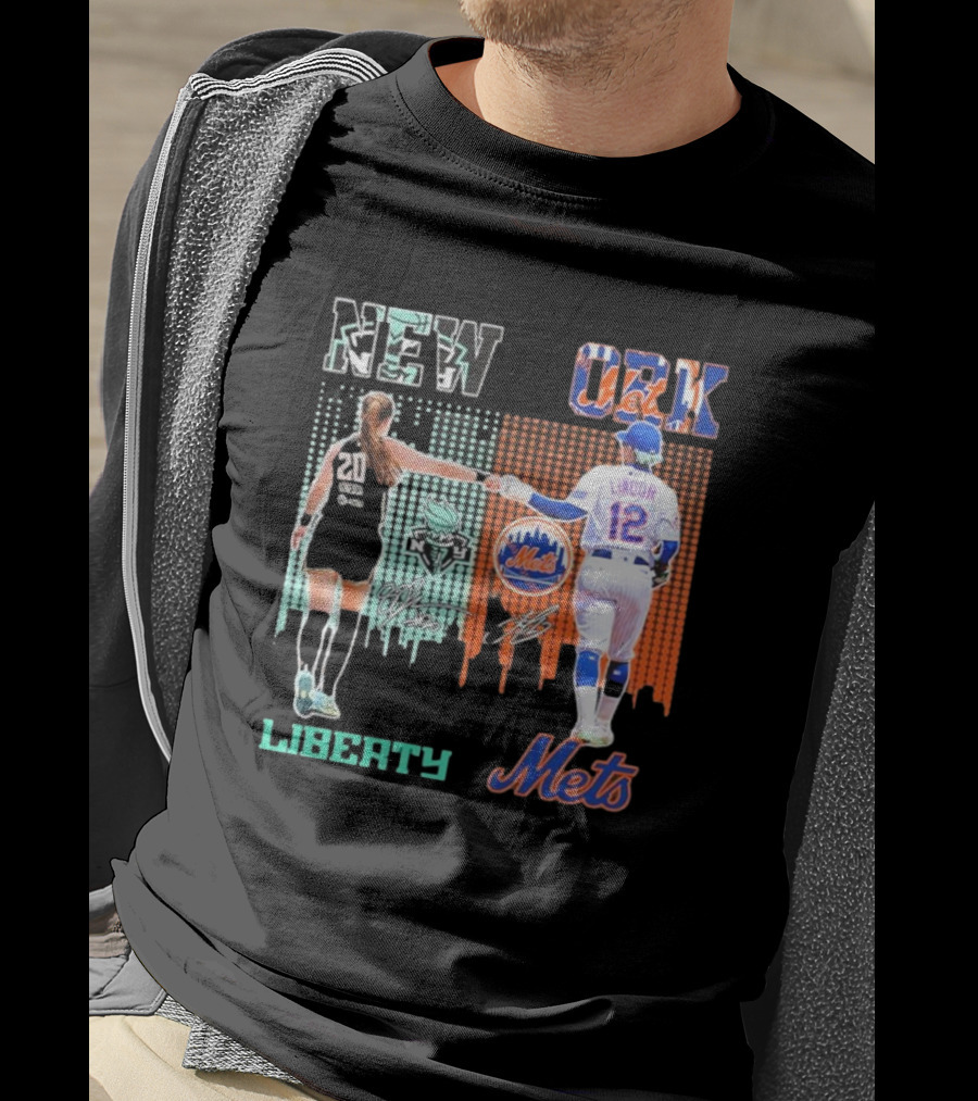New York Liberty Ionescu Mets Francisco Lindor Signatures T-Shirt