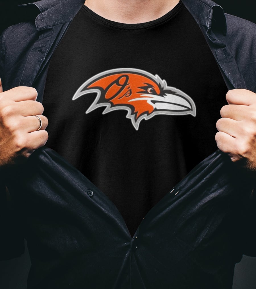 NFL MLB Baltimore Ravens Orioles Logo Mashup T-Shirt
