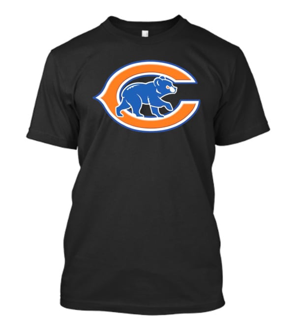 NFL X MLB Chicago Bears X Chicago Cubs Logo Mashup T-Shirt
