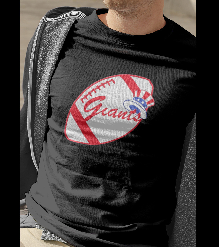 Giants Football Mashup With Yankees Hat NFL X MLB Collaboration T-Shirt