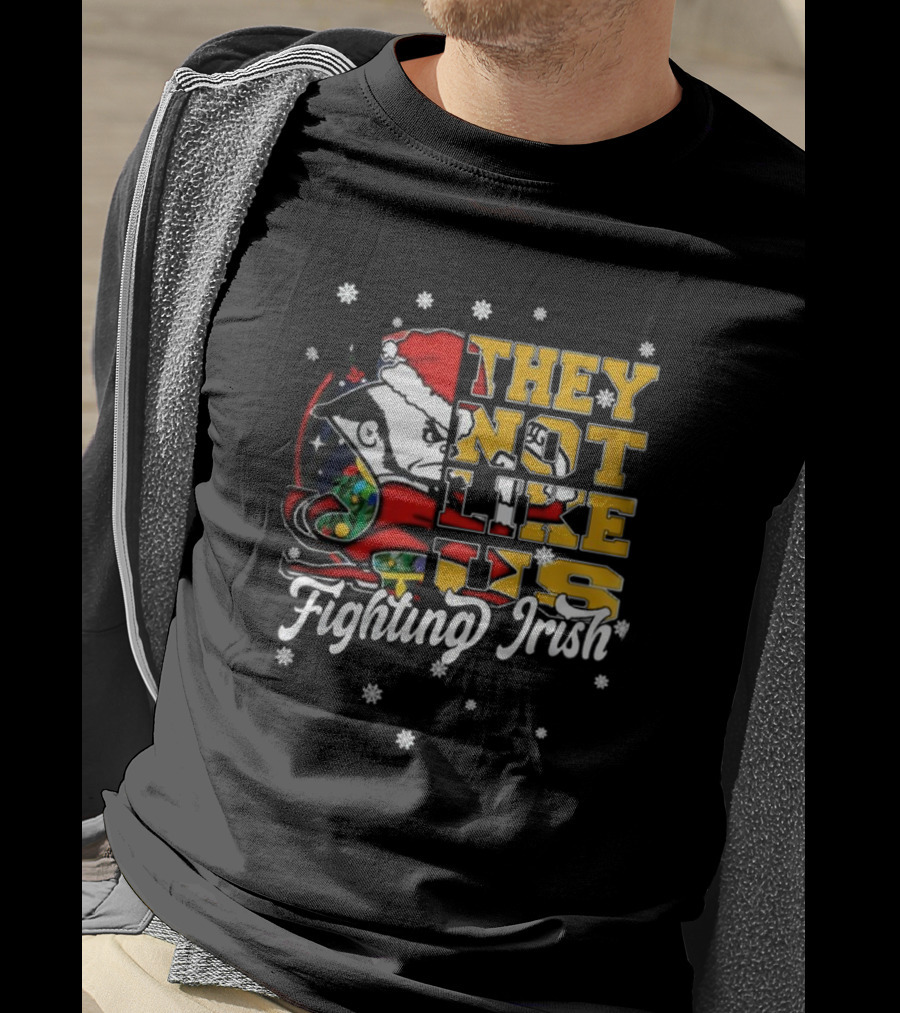 Notre Dame Fighting Irish They Not Like Us Christmas Mascot T-Shirt