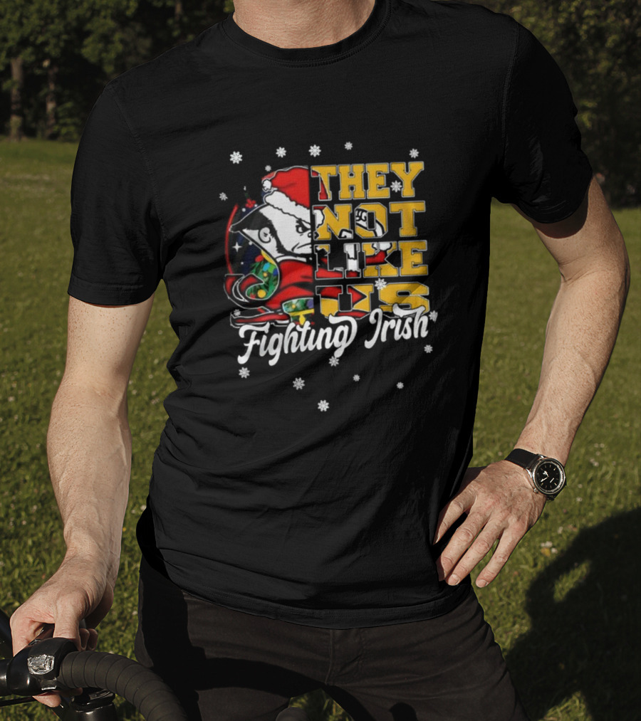 Notre Dame Fighting Irish They Not Like Us Christmas Mascot T-Shirt