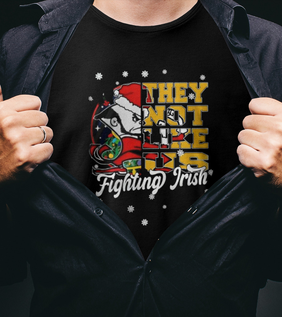 Notre Dame Fighting Irish They Not Like Us Christmas Mascot T-Shirt
