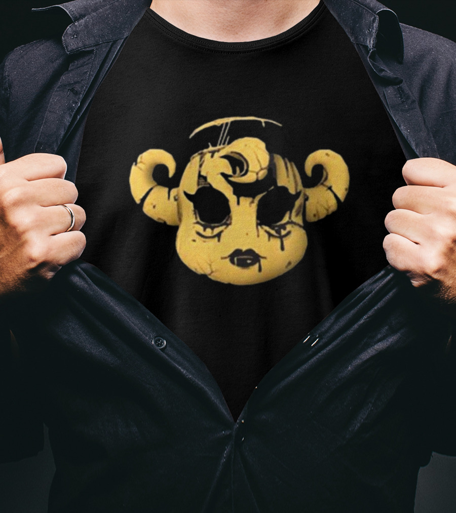 Bendy Striker Mask Ink Demon’s Eve Horned Yellow Face T-Shirt