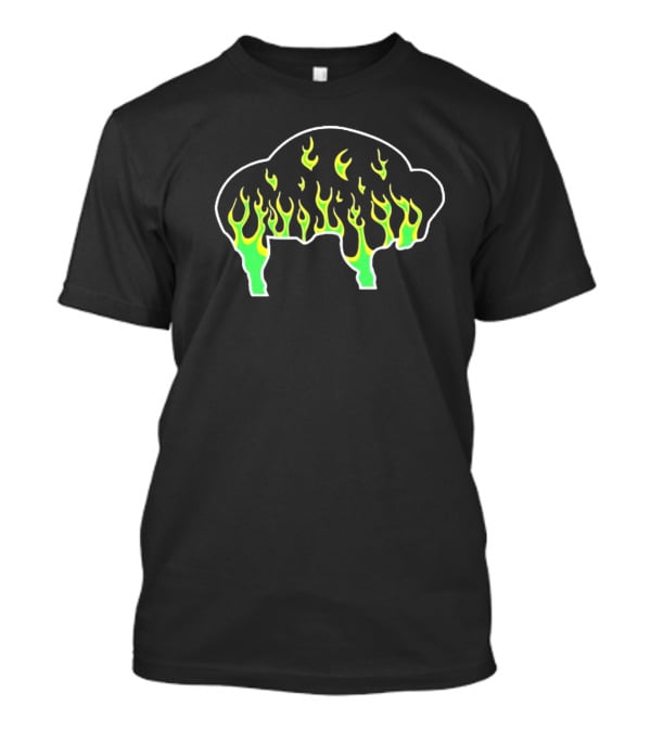 Buffalo Flames Green Yellow Fire T-Shirt