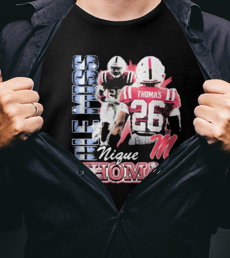 Ole Miss Rebels Domonique Nique Thomas 26 Football 90s T-Shirt