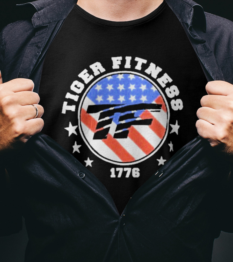 Independence Day 1776 America Flag Tiger Fitness T-Shirt