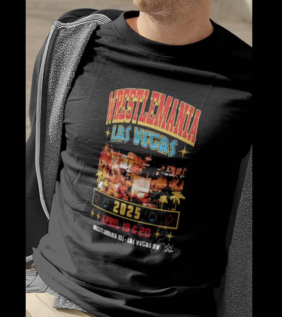 Wrestlemania Las Vegas 2025 April 19 And 20 Skyline WWE Event Ripple Junction T-Shirt