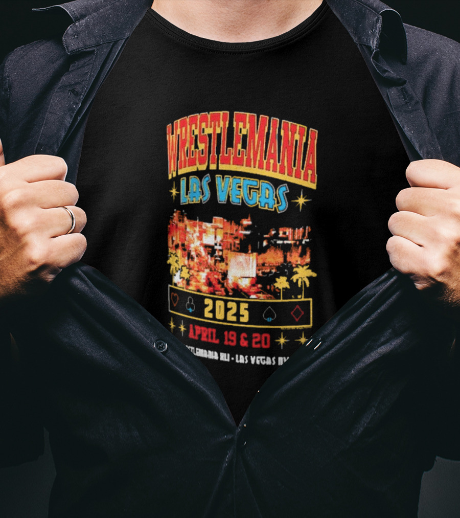 Wrestlemania Las Vegas 2025 April 19 And 20 Skyline WWE Event Ripple Junction T-Shirt