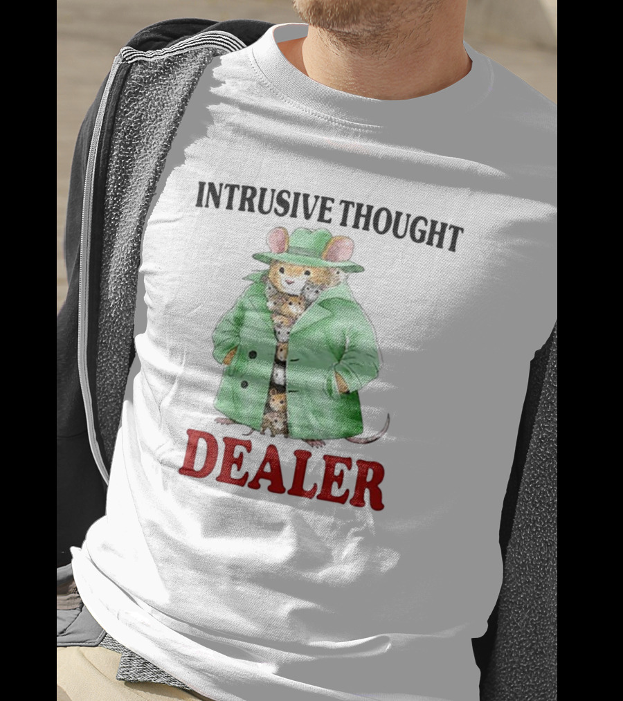 Intrusive Thought Dealer Mouse In Trench Coat T-Shirt