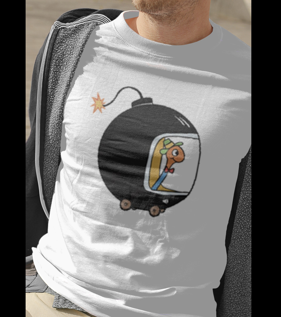 Lowly Car Bomb Cartoon Worm Inside By K. Thor Jensen T-Shirt