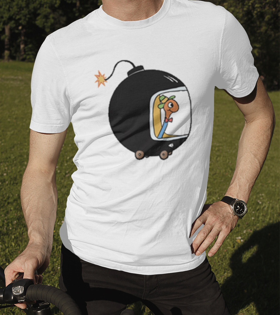 Lowly Car Bomb Cartoon Worm Inside By K. Thor Jensen T-Shirt