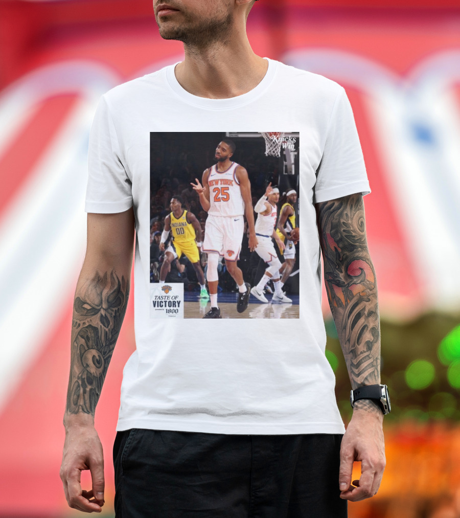 New York Knicks Mikal Bridges #25 Taste Of Victory Knicks Win Indiana T-Shirt