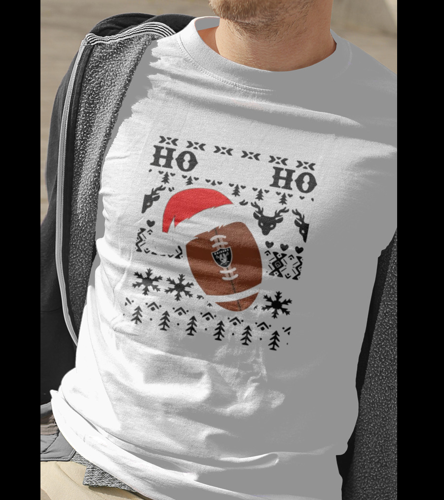Las Vegas Raiders Football Santa Claus Ho Ho Ho Christmas NFL T-Shirt