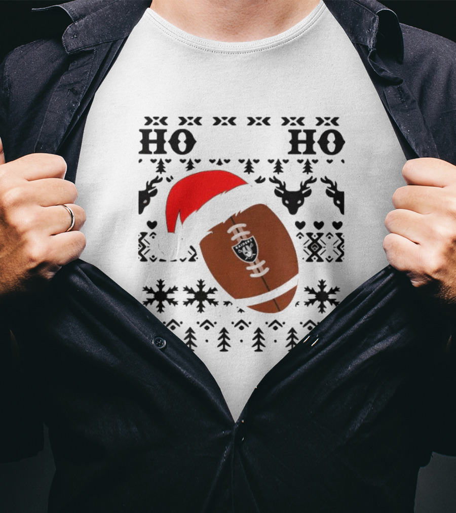 Las Vegas Raiders Football Santa Claus Ho Ho Ho Christmas NFL T-Shirt
