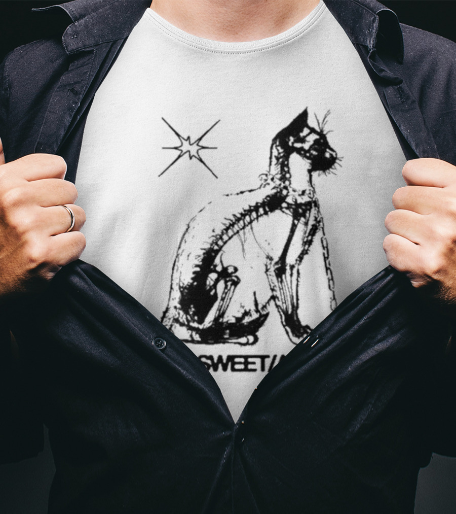 SWEET//SPINE Cat With Starburst And Chain Detail T-Shirt