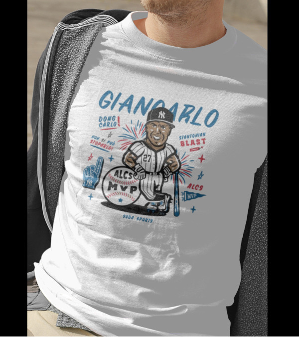 Giancarlo Dong Carlo Stantonian Blast ALCS MVP Caricature New York Yankees Soda Sports T-Shirt
