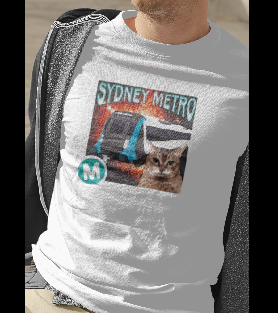 Sydney Metro Explosion Cat And Train With M T-Shirt