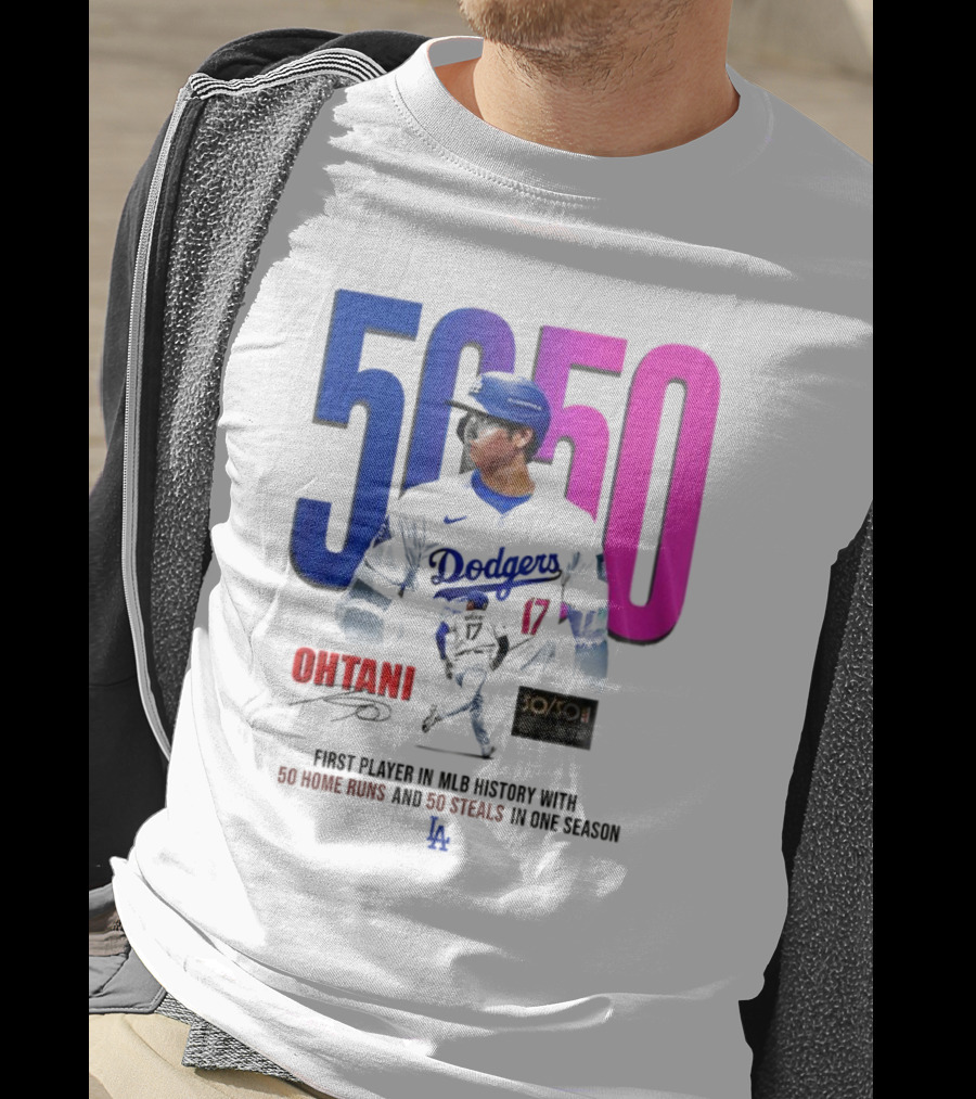 Los Angeles Dodgers Shohei Ohtani 50/50 First Player In MLB History With 50 Home Runs And 50 Steals In One Season T-Shirt