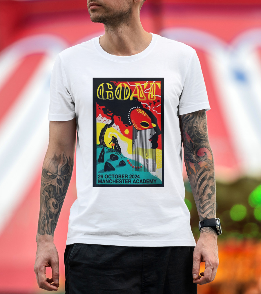 Goat 26 October 2024 Manchester Academy Tour Poster Psychedelic Mask T-Shirt