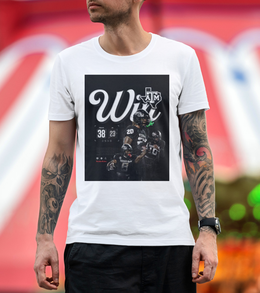 Texas A&M Aggies Win 38-23 Football Victory GigEm Scripted T-Shirt