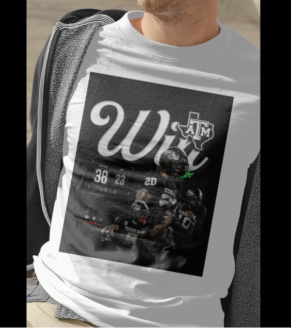 Texas A&M Aggies Win 38-23 Football Victory GigEm Scripted T-Shirt