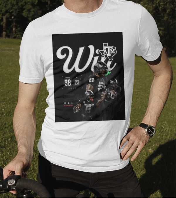 Texas A&M Aggies Win 38-23 Football Victory GigEm Scripted T-Shirt