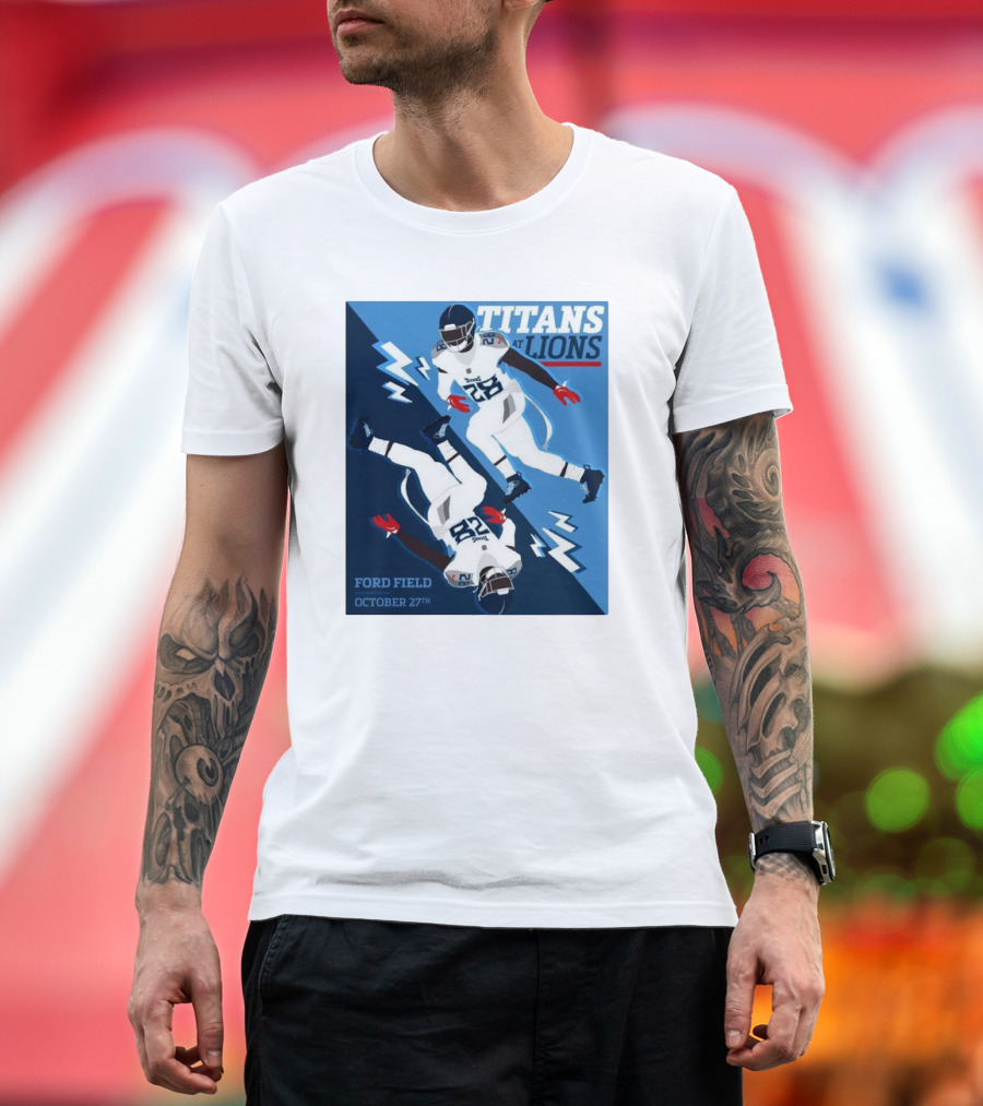 Tennessee Titans at Detroit Lions Ford Field October 27th 2024 NFL Football Matchup T-Shirt