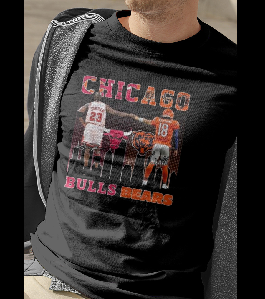Chicago Bulls Michael Jordan Chicago Bears Caleb Williams City Signatures T-Shirt