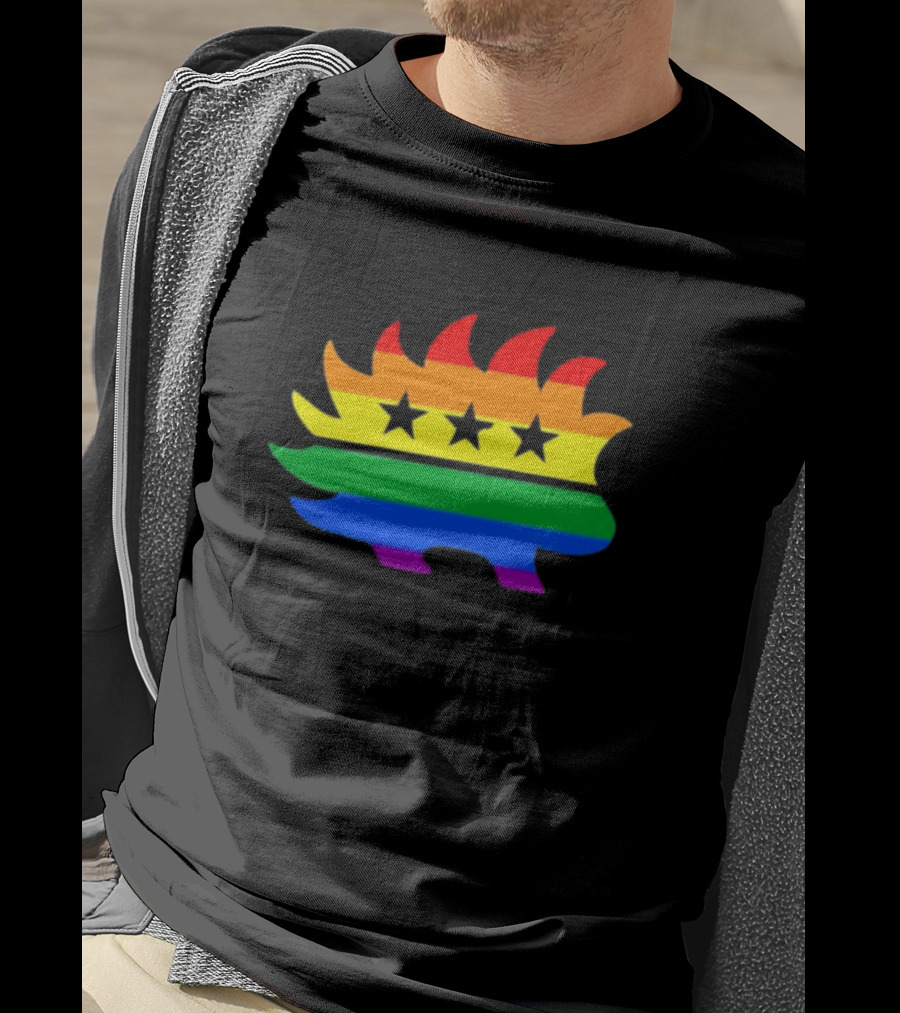 Dr. Simon Goddek Libertarian Porcupine Rainbow Flag Stars T-Shirt