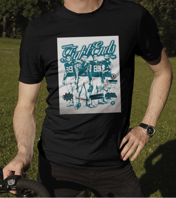 National Tight Ends Day Featuring Luke Farrell Evan Engram Brenton Strange Josiah Deguara Signatures T-Shirt