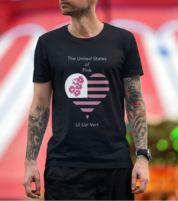 Premium T-Shirt: Lil Uzi Vert Heart Pink Stripes Flowers United States Of Pink T-Shirt Lil Uzi Vert Heart Pink Stripes Flowers United States Of Pink T-Shirt