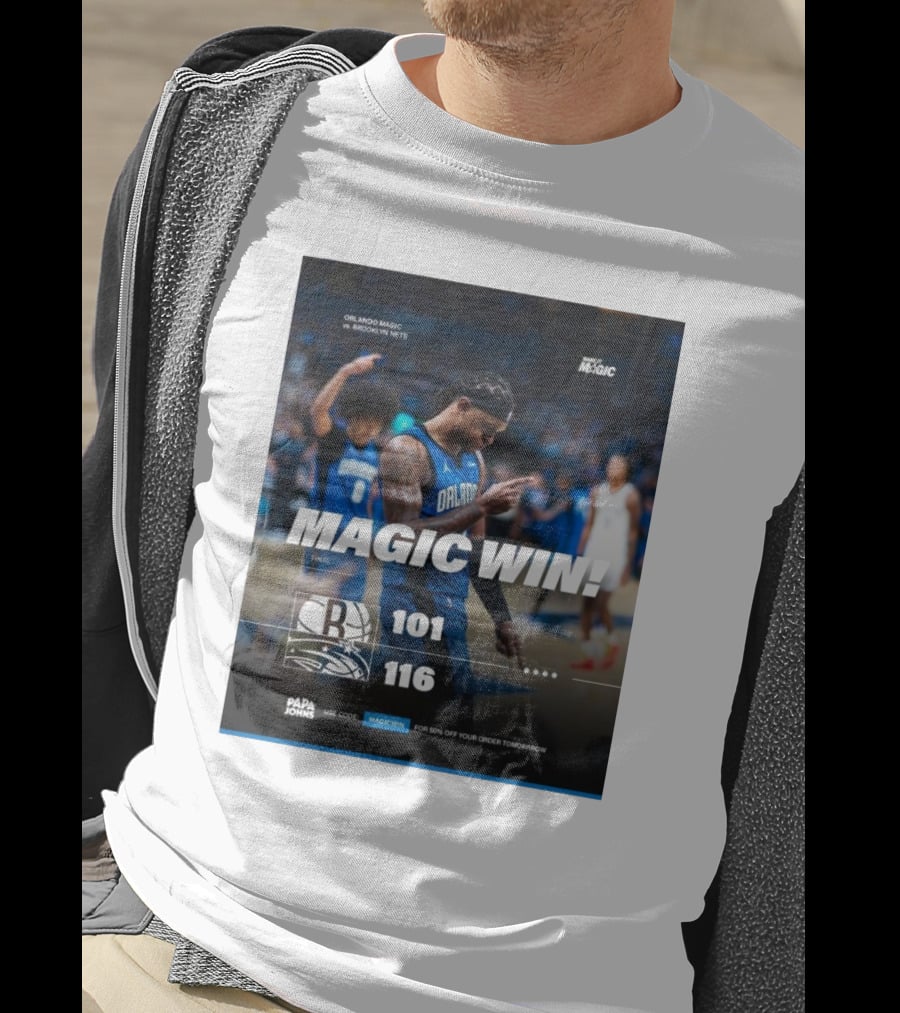 Orlando Magic Victory 116-101 Over Brooklyn Nets - Magic Win Promotional Offer T-Shirt