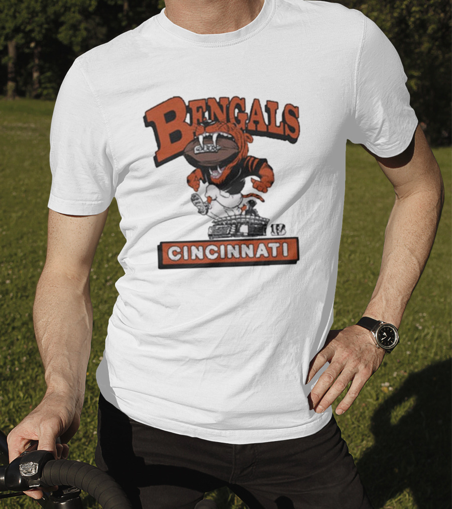 Cincinnati Bengals Mascot Jumping Over Stadium T-Shirt