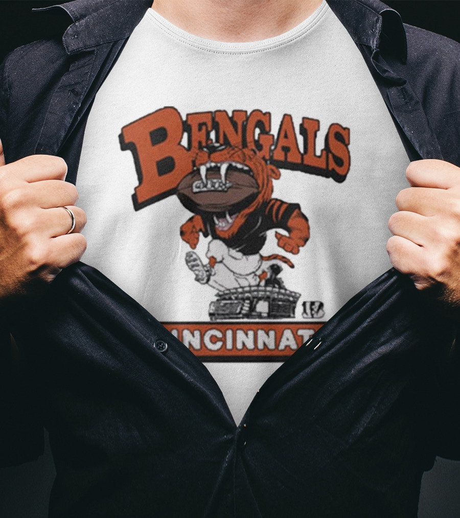 Cincinnati Bengals Mascot Jumping Over Stadium T-Shirt