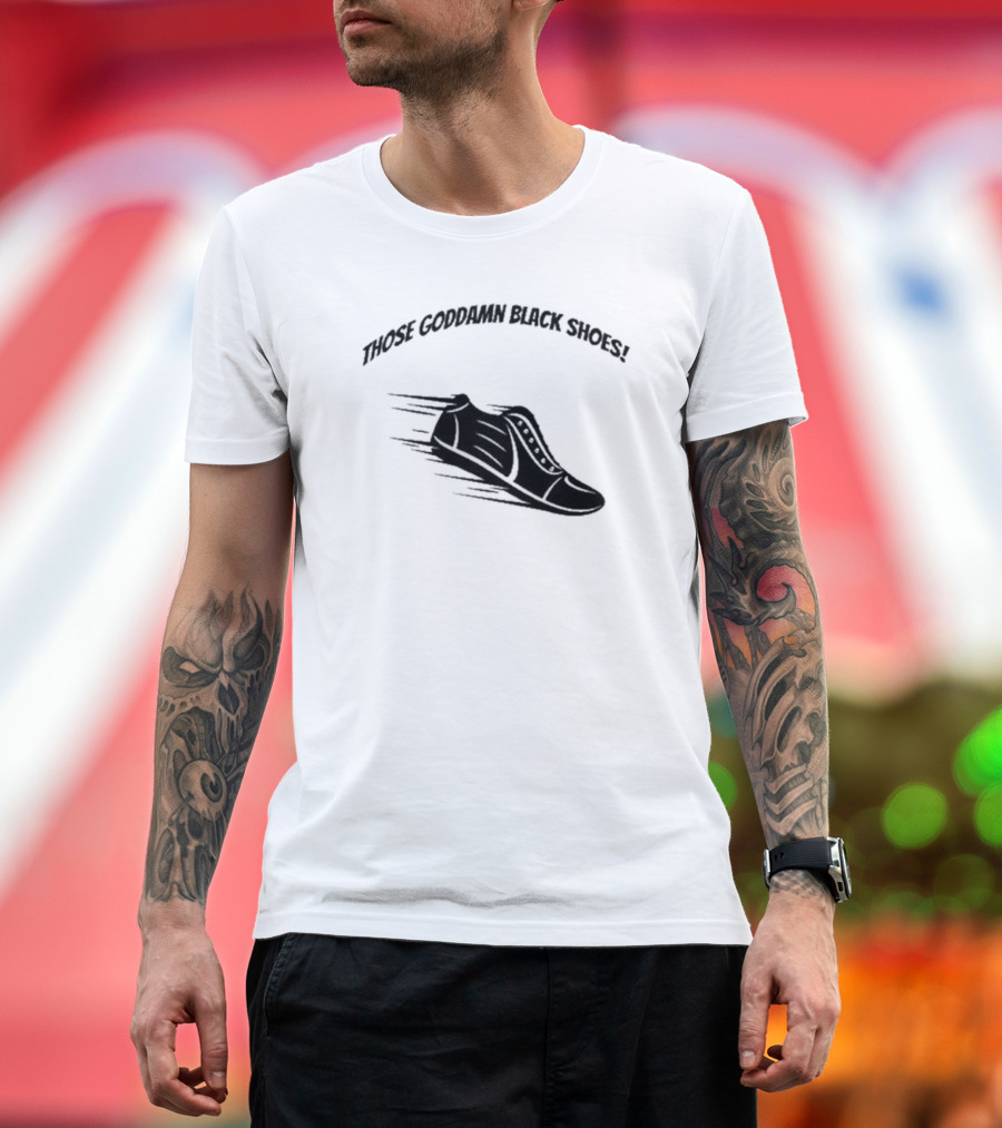 Forensic Files Those Goddamn Black Shoes Sneakers Racing Motif T-Shirt