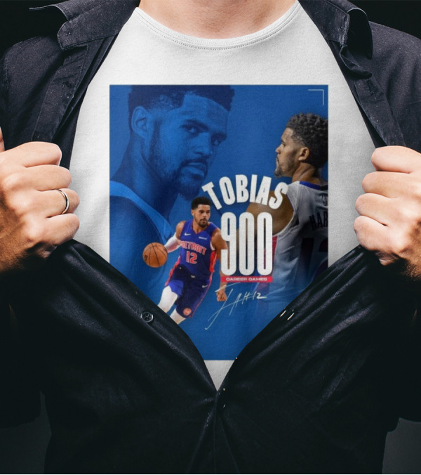 Detroit Pistons Tobias Harris 900 Career Games Milestone T-Shirt