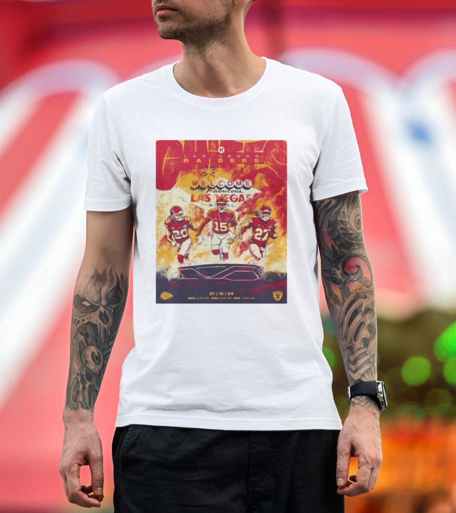 Kansas City Chiefs at Las Vegas Raiders Welcome to Fabulous Las Vegas 27 10 24 NFL Football Matchup T-Shirt
