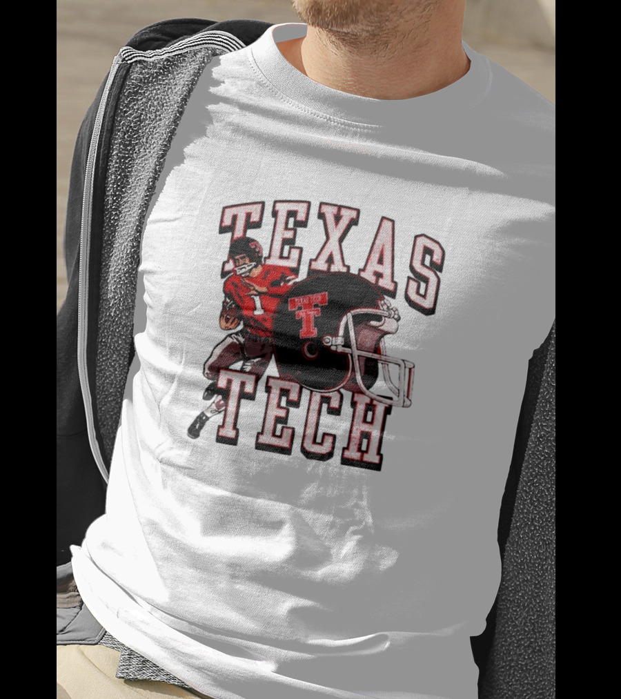 Texas Tech Red Raiders Football Player And Helmet T-Shirt