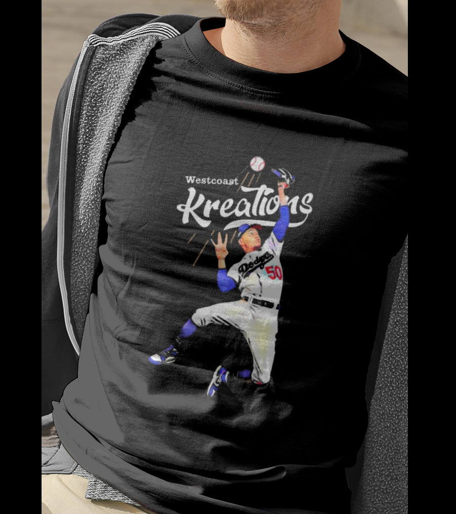Mookie Betts Los Angeles Dodgers Westcoast Kreations Catching Action T-Shirt