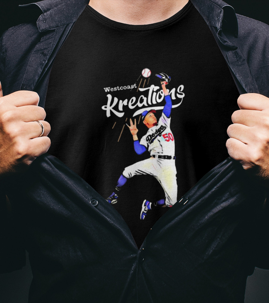 Mookie Betts Los Angeles Dodgers Westcoast Kreations Catching Action T-Shirt