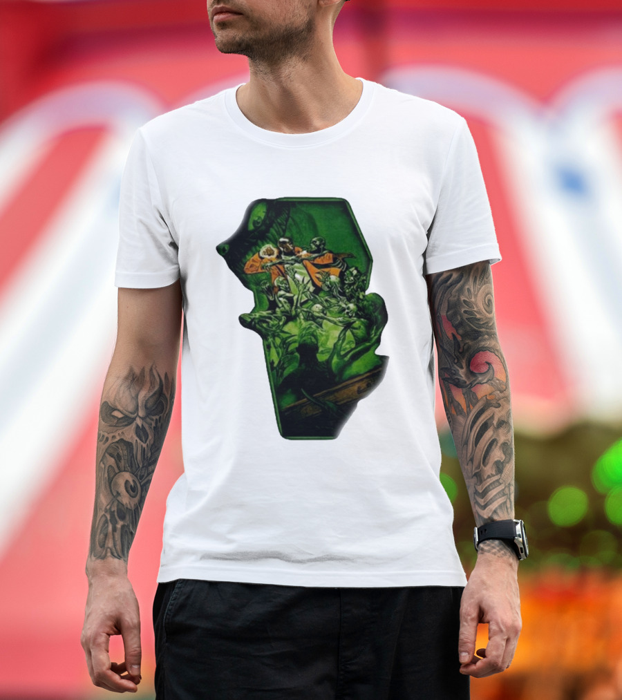 You Only Die 1nce SS Freddie Gibbs Zombie Battle Green Scene T-Shirt