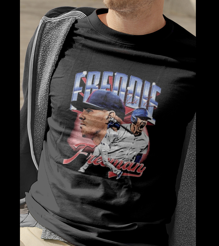 Freddie Freeman Los Angeles Dodgers Vintage Collage MLB Signature T-Shirt