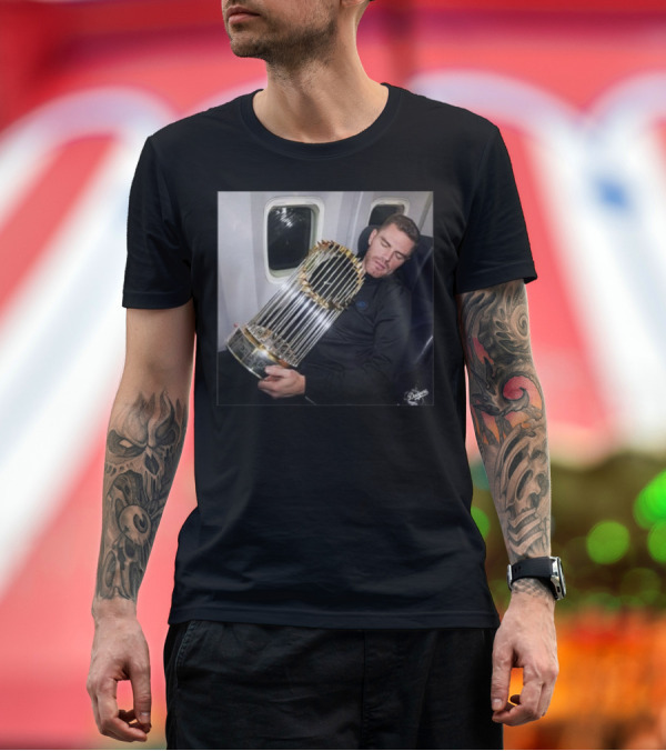 Premium T-Shirt: Dodgers Freddie Freeman Sleeping with World Series Trophy on Plane T-Shirt Dodgers Freddie Freeman Sleeping with World Series Trophy on Plane T-Shirt