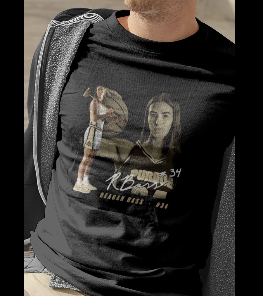 Reagan Bass #34 Purdue Boilermakers R. Bass Signature T-Shirt