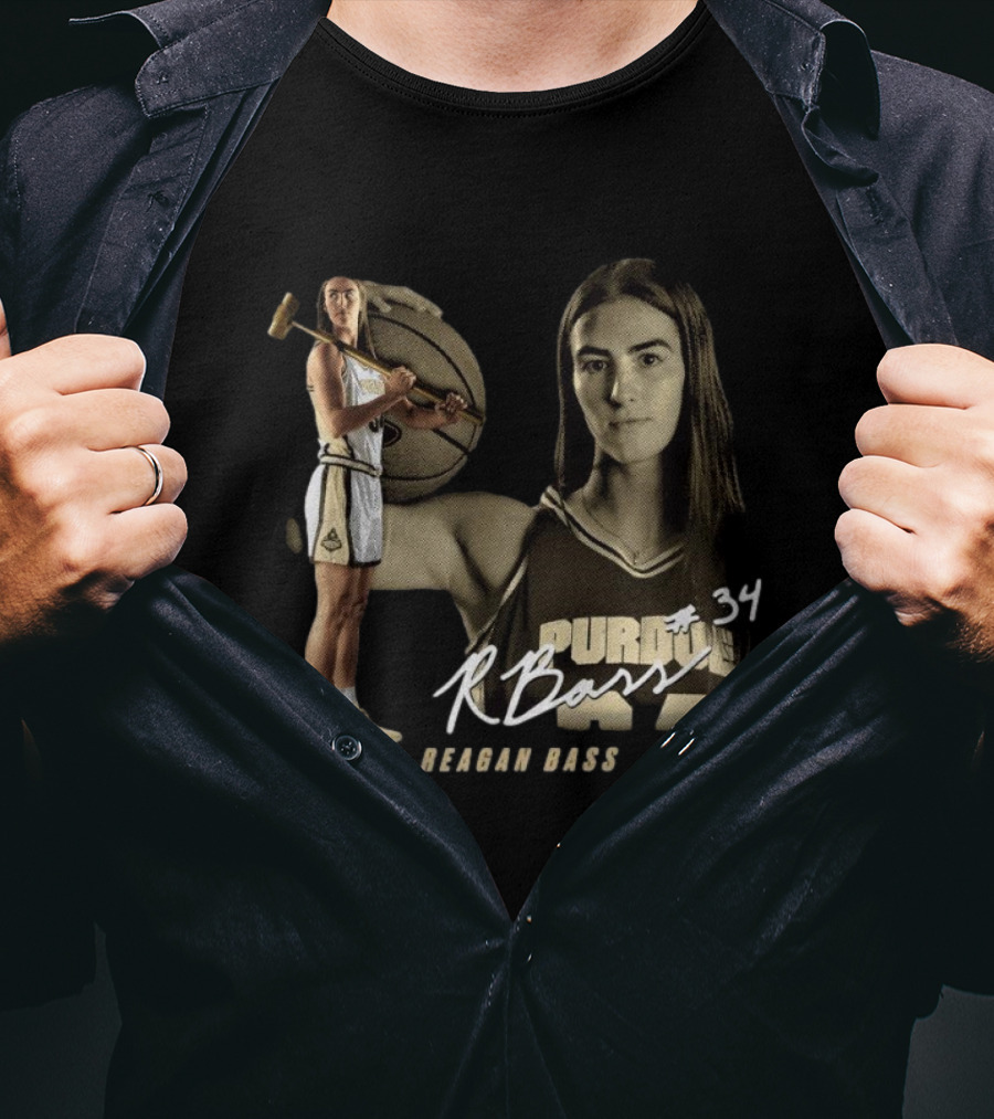 Reagan Bass #34 Purdue Boilermakers R. Bass Signature T-Shirt