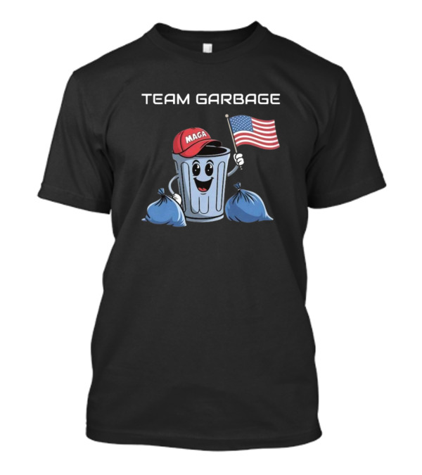 Team Garbage MAGA Trash Can Flag Support Trump JD Vance T-Shirt